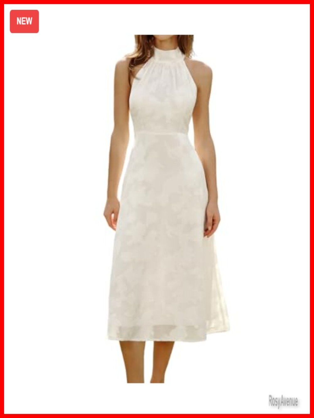 Halter Neck Midi Dress Sleeveless A-Line Floral Summer Sundress